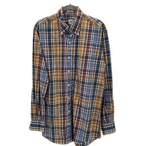 Peter Millar Cotton Button Down Long Sleeve Plaid Shirt Men's Size M
